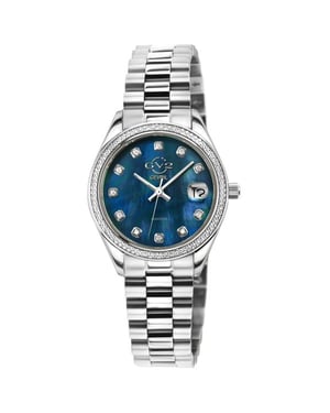 GV2 Turin Diamond 12429B Blue MOP Dial Swiss Quartz Watch