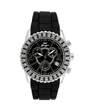 Yonger and Bresson Black Dial Black Band Watch