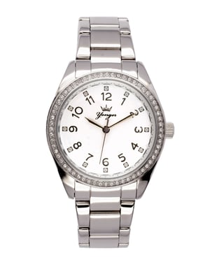Yonger and Bresson: Silver Stainless Steel Watch with White Dial