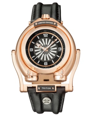 GV2 Triton Black Dial Calfskin Black Leather Swiss Automatic Watch