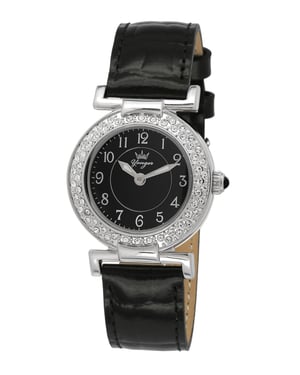 Yonger and Bresson Black Dial Black Band Watch