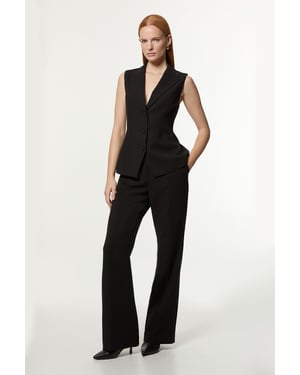 Petite Compact Stretch Essential Tailored Straight Leg Trouser