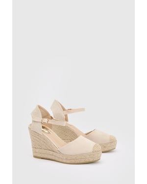 Elaina Textile Closed Toe Strap Wedges
