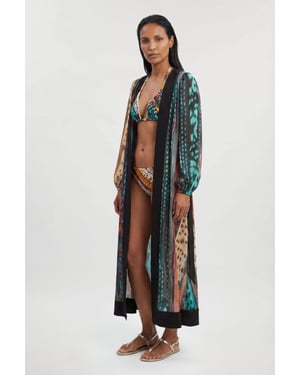 Linear Animal Printed Beach Cover Up