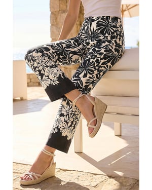 Abstract Print Seam Stretch Trouser