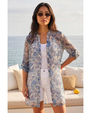 Petite Leaf Print Longline Shirt