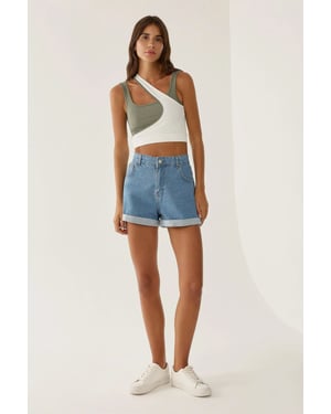 Opgerolde Mom Fit Short