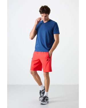 Herrars Regular-fit Stickade Sweatshorts