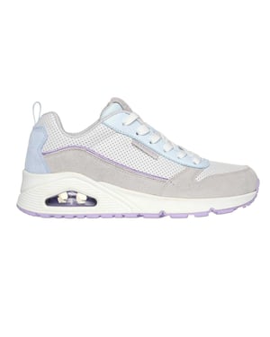 Skechers Dames Uno Stand On Air Suède Sneakers (Grijs/Lichtblauw)