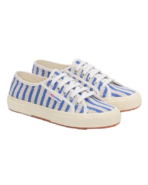 Superga Womens/Ladies Striped Flat Trainers (Blue/Off White)