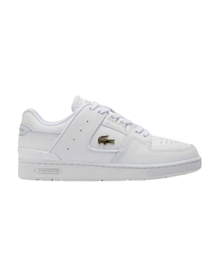 Lacoste Heren Court Cage Leren Trainers (Wit Goud)