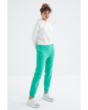 Kvinnors högmidjade fleece joggerbyxor