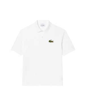 Lacoste Heren L.12.12 Geborduurd Logo Loose Fit Poloshirt (Wit)