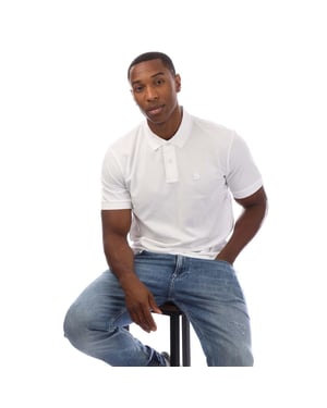 Boss Heren Geborduurd Logo Katoenen Poloshirt (Wit)