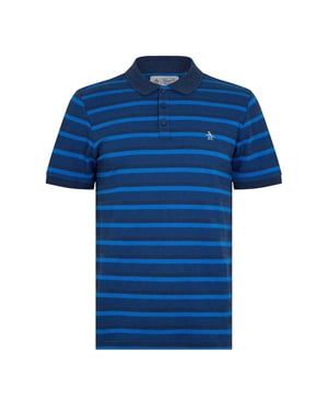 Original Penguin Heren Gestreept Polo Shirt (Yale Blauw)