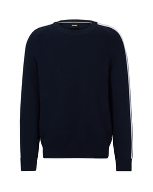 Boss Heren-trui met ronde hals en lange mouwen, normale pasvorm (Donkerblauw)