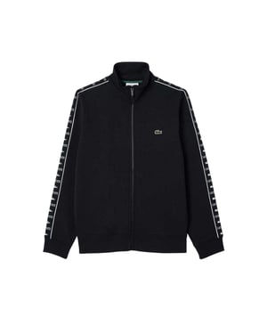 Lacoste Heren Gestreepte Volledige Rits Sweatshirt (Zwart)
