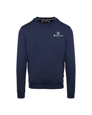 Aquascutum Heren-sweatshirt met ronde hals en lange mouwen met klein logo (Marine)