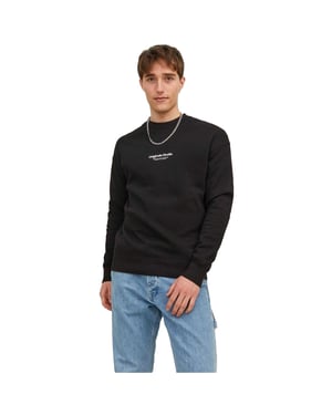 Jack And Jones Heren Sweatshirt met Ontspannen Hals (Zwart)
