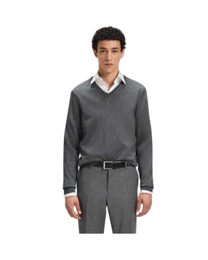 Boss Heren Gebreide Regelmatige Formele Pullover (Medium Grijs)