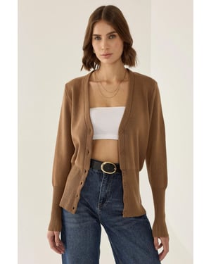 Semi Fitte V-Hals Gebreide Cardi