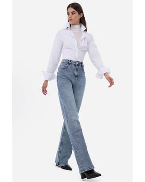 High-Waist Straight-Leg Denim Jeans
