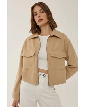 Zippered Jacket with Shirt Collar
