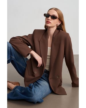 Oversized Lange Crepe Blazer Jas