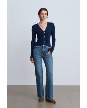Högmidjade vida jeans i bomulldenim