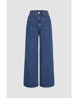 Wide Leg Jeans with Stitch Detail