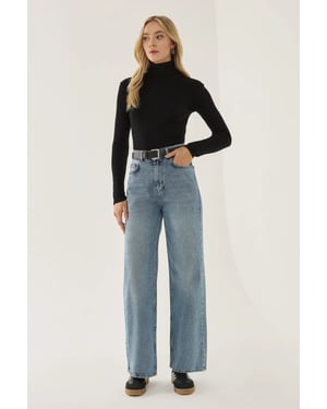 Washed Efecet Wide Leg Jeans