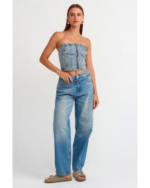 Dames Hoge Taille Ballon Wijduitlopende Jeans