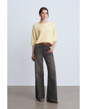 Högmidjade vida jeans i bomulldenim