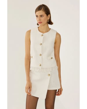 Button Detailed Tweed Vest