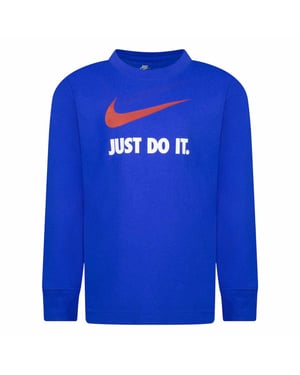 Nike Kinder-T-shirt met lange mouwen en 'Just Do It'-swoosh (Koninklijk Spel)