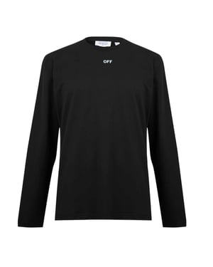 Off White Mens Cotton Crew Neck Regular T-Shirt (Svart/Aqua)