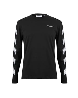 Off White Heren Crew Neck Regular T-shirt (Zwart, Wit)