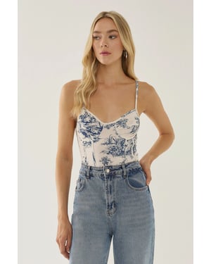 Korsettinspirerad mönstrad bodysuit
