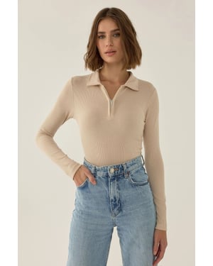 Polo-Hals Dragkedja Bodysuit