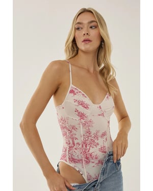 Korsettinspirerad mönstrad bodysuit