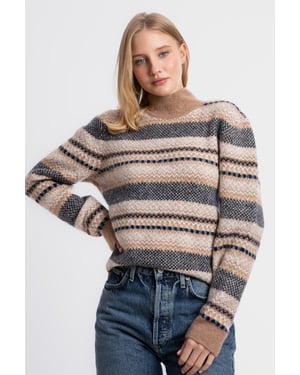 Patterned High Neck Sweater