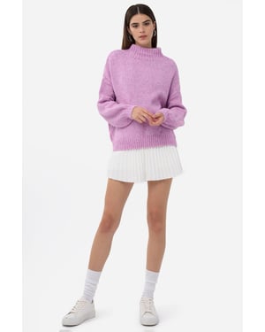 Oversized High-Neck Knitted Sweater
