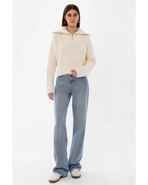 Zippered Regular-Fit Knit Sweater