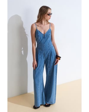Wijd-Gemaakt Denim Jumpsuit