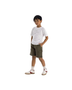 Minoti Gebreide Cargo Shorts Jongens (Kaki Groen)