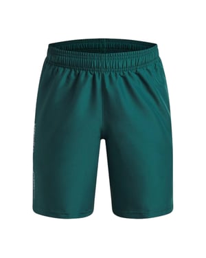Under Armour Tekniska vävda shorts för pojkar med logotyp (Grön/vit)