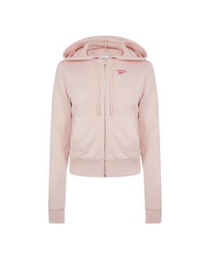 Reebok French Terry Regular Hoodie med full dragkedja för dam och dam (Ljusrosa)