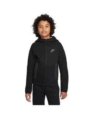 Nike Huvtröja i teknisk fleece med hel dragkedja för barn (Svart)
