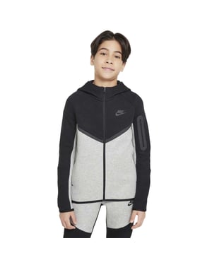 Nike Huvtröja i teknisk fleece med hel dragkedja för barn (Svart/grå)