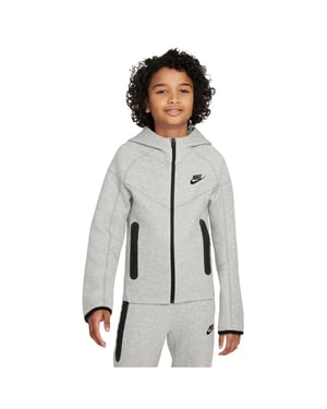 Nike Huvtröja i teknisk fleece med hel dragkedja för barn (Grå/Svart)